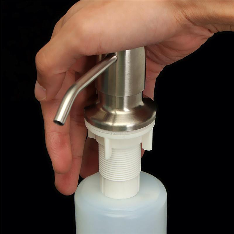 Nickel Bänkskiva Kök Sjunka Tvål Dispenser Flaska Byggd Vägg Montera Hand Flytande Tvål Dispenser