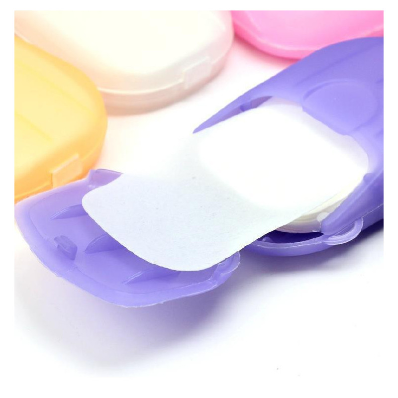 Ark Resa Bärbar Hälsa Vård Blekning Exfoliating Rena Tvätta Hand Tvål Papper Löv Med Mini Fall