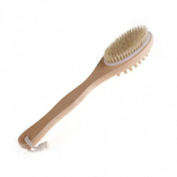 35cm 2i1 Dubbelsidig Naturlig Borst Scrubber Lång Hantera Trä Spa Dusch Borsta Bad Kropp Massage Borstar