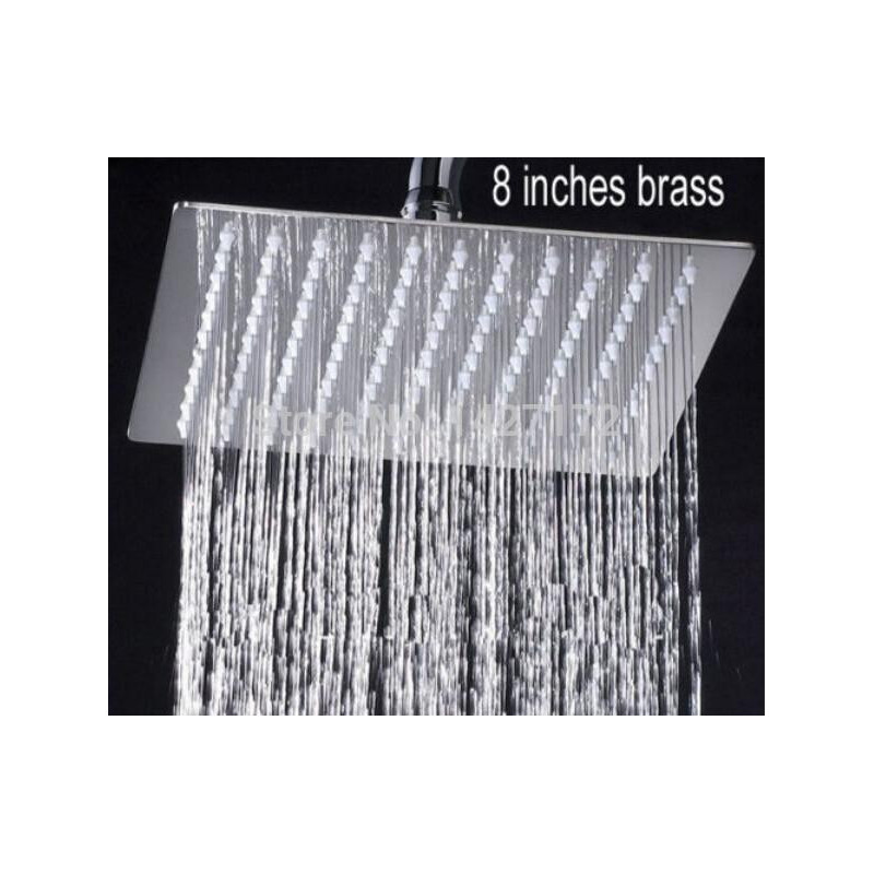 Modern Badrum Vägg Monterad Krom Mässing Fyrkant Regn Dusch Huvud 8 Inch Dusch Suta