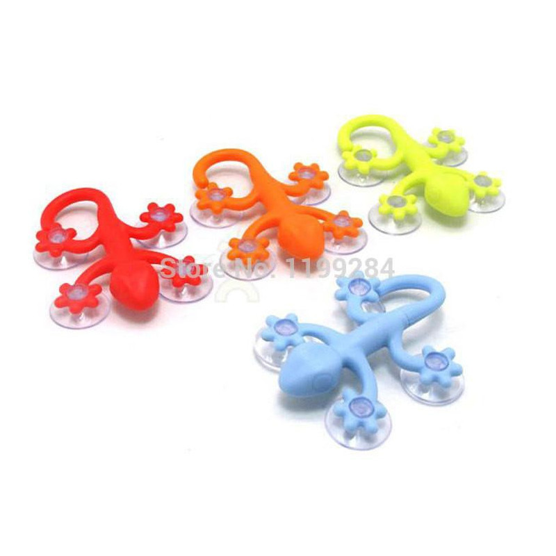 1 St Pvc Fyra Suckers Super Sugning Gecko Krokar Kraftfull Vakuum Täcka Krokar Vägg Dekoration Slumpmässig