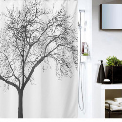 180 X 180cm Elegant Landskap Stor Svart Träd Design Vattentät Badrum Tyg Dusch Gardin