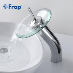 Frap Mässing Cirkel Vattenfall Glas Badrum Handfat Mixer Knacka Vattenfall Kran Sjunka Fartyg Krom Polerad