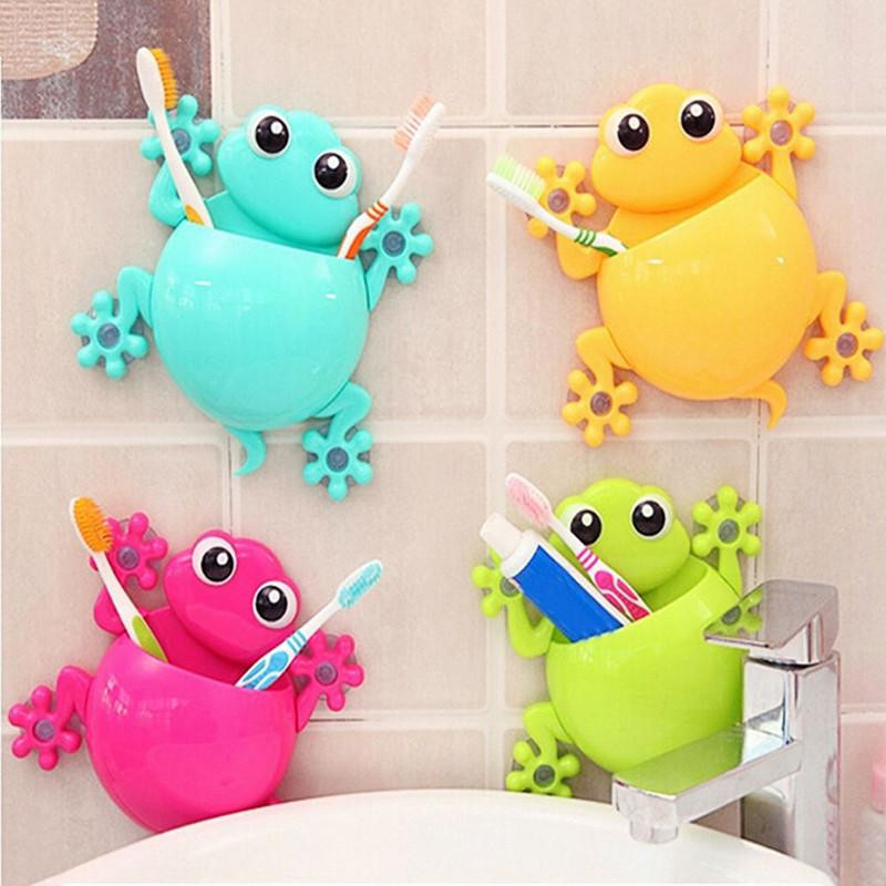 1 St Badrum Tillbehör Söt Tecknad Serie Gecko Design Tandborste Hållare Sugning Arrangör Hållare