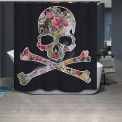 180 X 180cm Vogue Blomma Skalle Fjäril Beställnings Dusch Gardin Badrum Dekor Mode Design 86326
