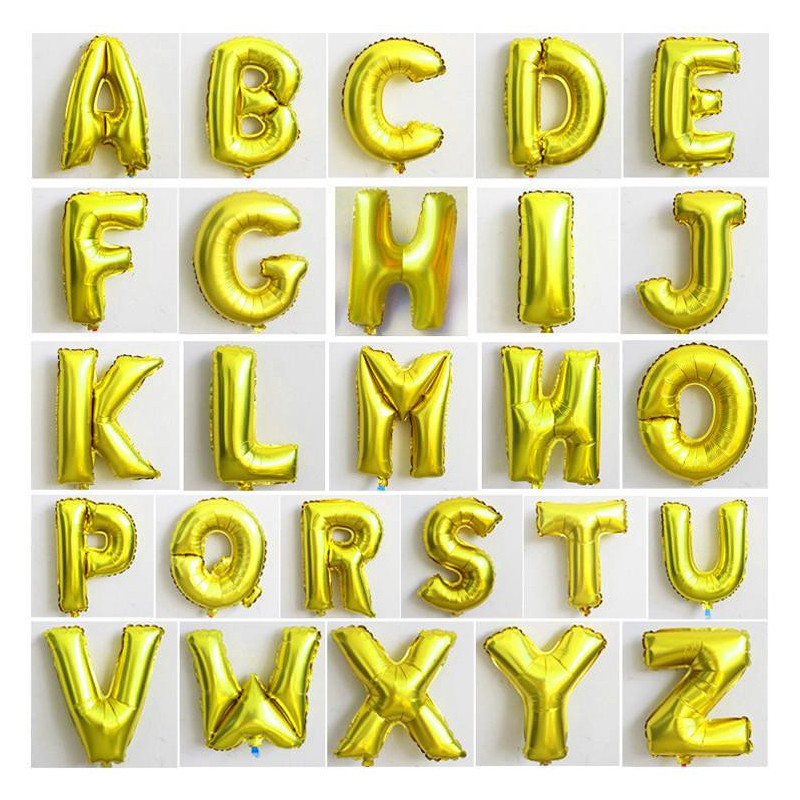 Fest Dekoration Alfabet Brev Folie Baloons 16inch Aluminium Ballong Söt Guld Ballong
