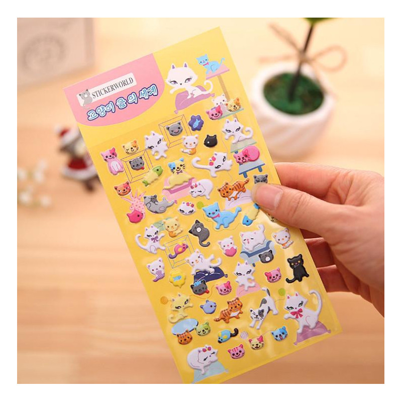 Sst X 1 Ark 39 Fröken Katt 39 Tecknad Serie Söt Söt 3d Bubbla Klistermärken Scrapbooking Sticker