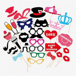 31 St Uppsättning Bröllop Foto Bås Rekvisita Fest Dekorationer Supplies Mask Mustasch För Roligt