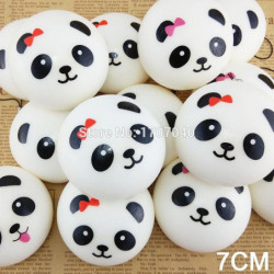 1 St 7cm Panda Squishy Samlar Söt Bullar Bröd Mat Leksak Hängsmycke