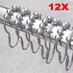 12 St Packa Bad Gardin Roller Dusch Gardin Ringar Krokar 5 Vält Polerad Satin Nickel Boll Gardin Tillbehör