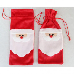 1 Bit Röd Vin Flaska Omslag Påsar Jul Middag Tabell Dekoration Hem Fest Dekorer Santa Claus