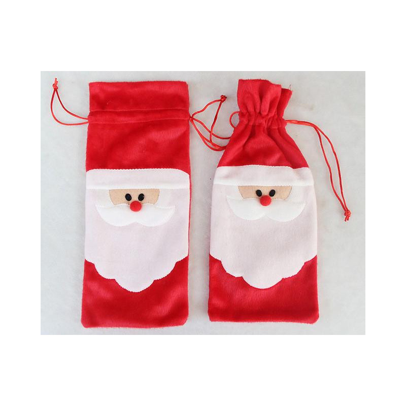 1 Bit Röd Vin Flaska Omslag Påsar Jul Middag Tabell Dekoration Hem Fest Dekorer Santa Claus