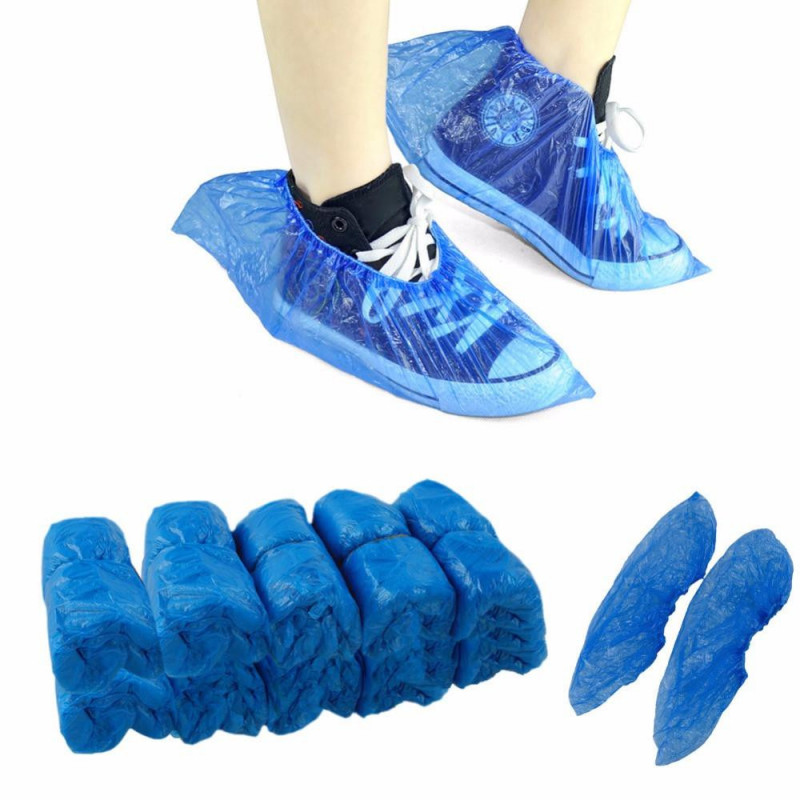 100pcs Medical Wateroof Boot Covers Plastic Disposable Shoe Covers Overshoes