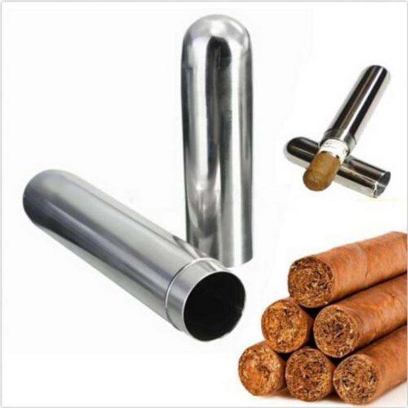 1 St Rost Stål Cigarr Rör Lagring Fall Bärbar Tobak Cigaretter Hållare För Cigarr Tillbehör 17x2cm