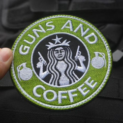 Taktisk Guns Och Kaffe Moral Militär Broderade Lappa Militär Armbindel Trasa Plåster Mode Emblem