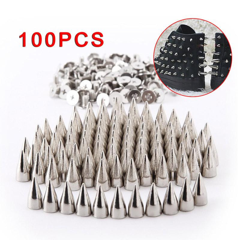 100pcs Screwback Kula Hingst Spika Bälte Väska Leather Kläder Nit Silver För Trasa Väska Dekoration