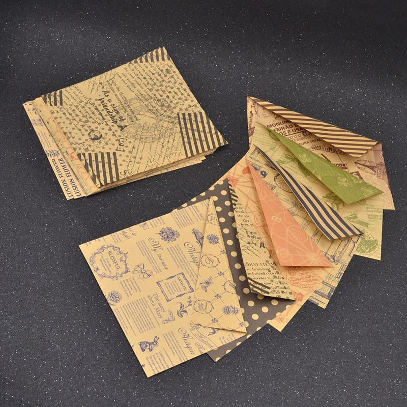 Årgång 6 Designs 60 Ark Dubbel Dubbelsidig Origami Papper Diy Vikta Kraft Papper Hantverk Scrapbooking