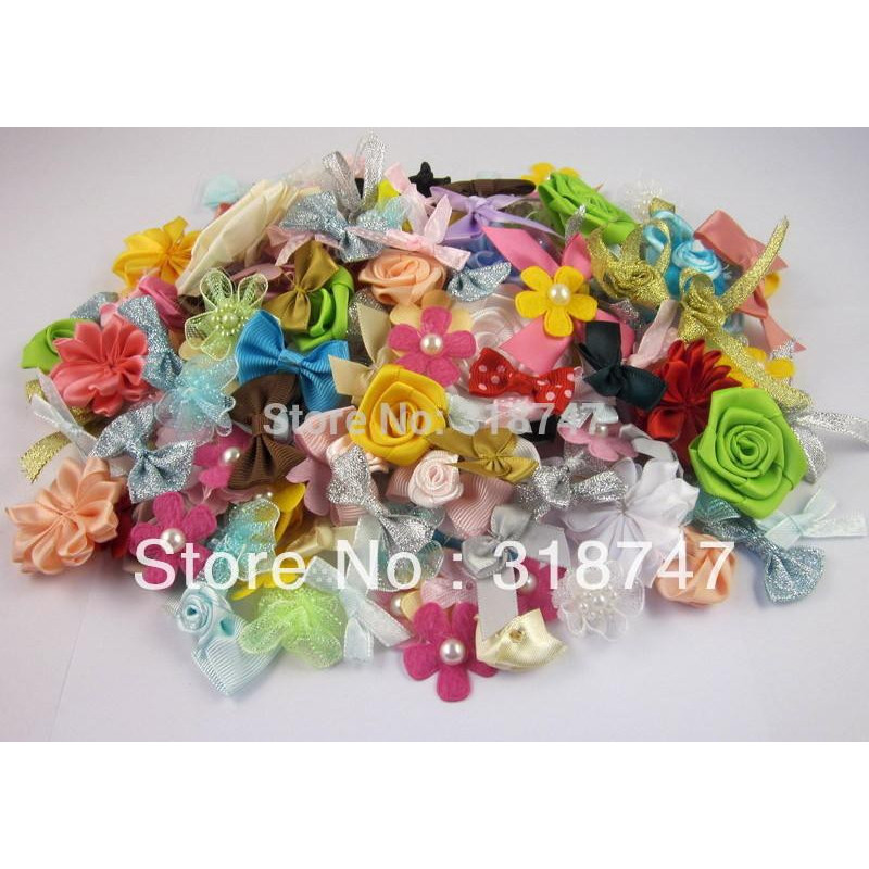 20g Slumpmässig Blandad Rosett Blommor Rosett Flickor Boutique Mini Hår Rosett Diy Plagg Tillbehör