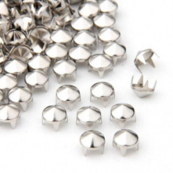 100pcs 8mm Runda Metall Nitar Diy Punk Stil Läder Skor Väska Armband Snabb Studs Silver