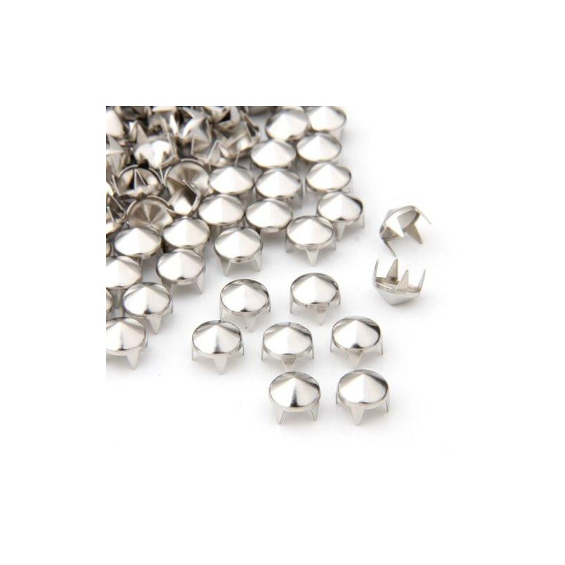 100pcs 8mm Runda Metall Nitar Diy Punk Stil Läder Skor Väska Armband Snabb Studs Silver