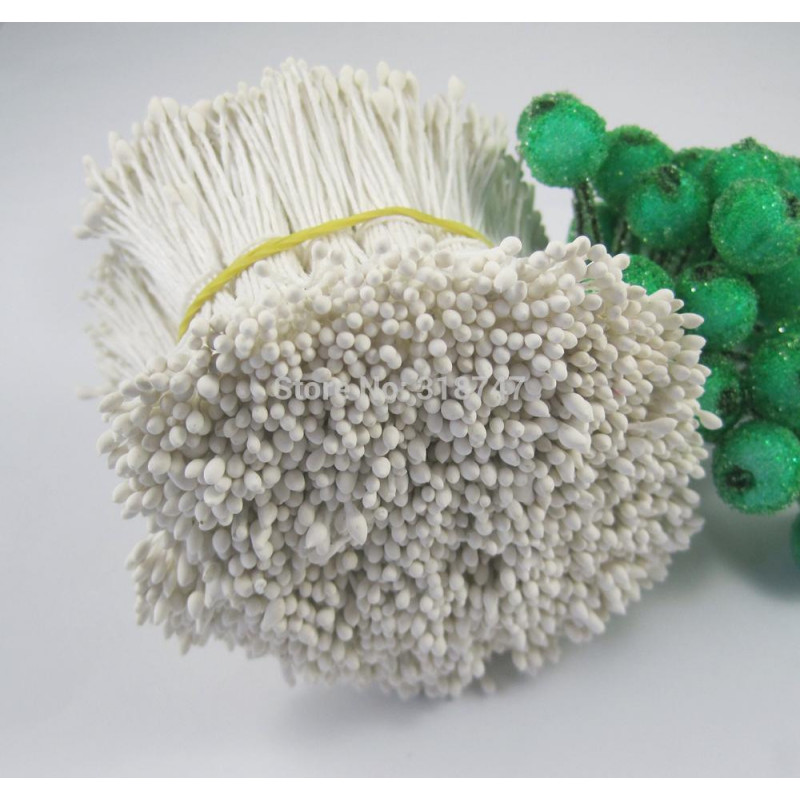 576pcs 1mm Matte Vit Dubbel Beger Sig Blomma Stamen Pistill Kaka Dekoration Hantverk Diy 11020101 576