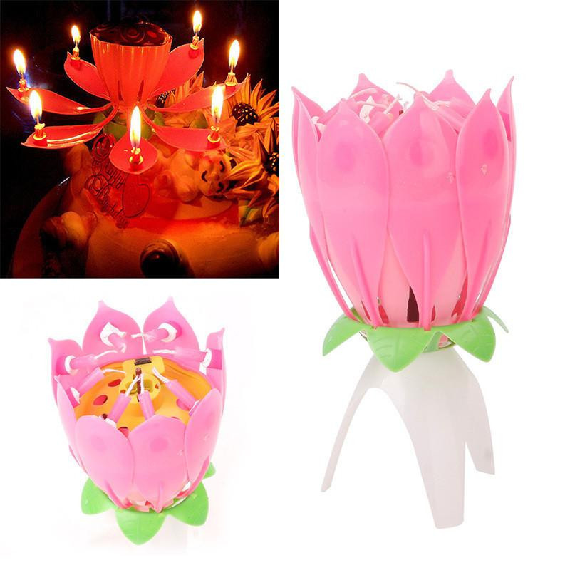 Härlig Fest Blomma Lycklig Födelsedag Blomma Lotus Musikalisk Ljus Romantisk 73 343