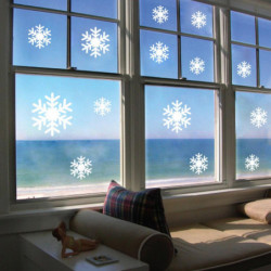 Jul Vit Snöflingor Sticker Windows Glas Skåp Vägg Klistermärken År Hem Dekoration Vägg Klistermärken