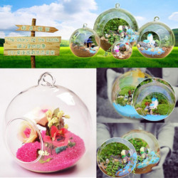 8cm Hängande Glas Blommor Växt Vas Stå Hållare Terrarium Behållare