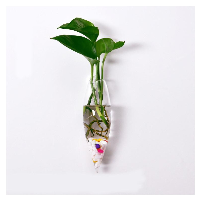 Kreativ Icepiton Glas Blomkruka Mini Vägg Hängande Blomma Vatten Växt Vas Flaska Hem Levande Rum Dekor
