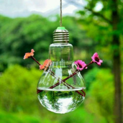 Klar Ljus Glödlampa Form Glas Hängande Vas Flaska Terrarium Hydroponic Behållare Blomma Diy Hem Bröllop