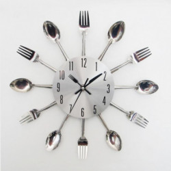 Design Lycklig Mode Kreativ Modern Design Flisa Bestick Kök Redskap Vägg Klocka Sked Gaffel Klocka