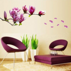 Lila Magnolia Blomma Vägg Klistermärken Sovrum Salong Vägg Klistermärken Hem Dekor Levande Rum Papper