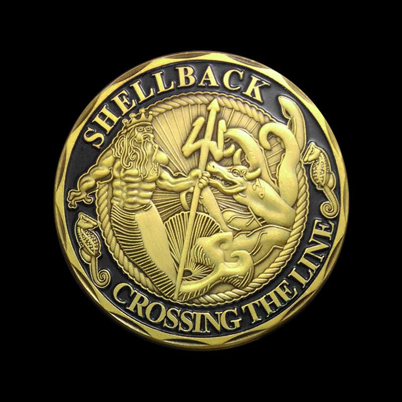 25% Av Oss Marin Shellback Korsning De Linje Utmaning Mynt Med Svart Målning