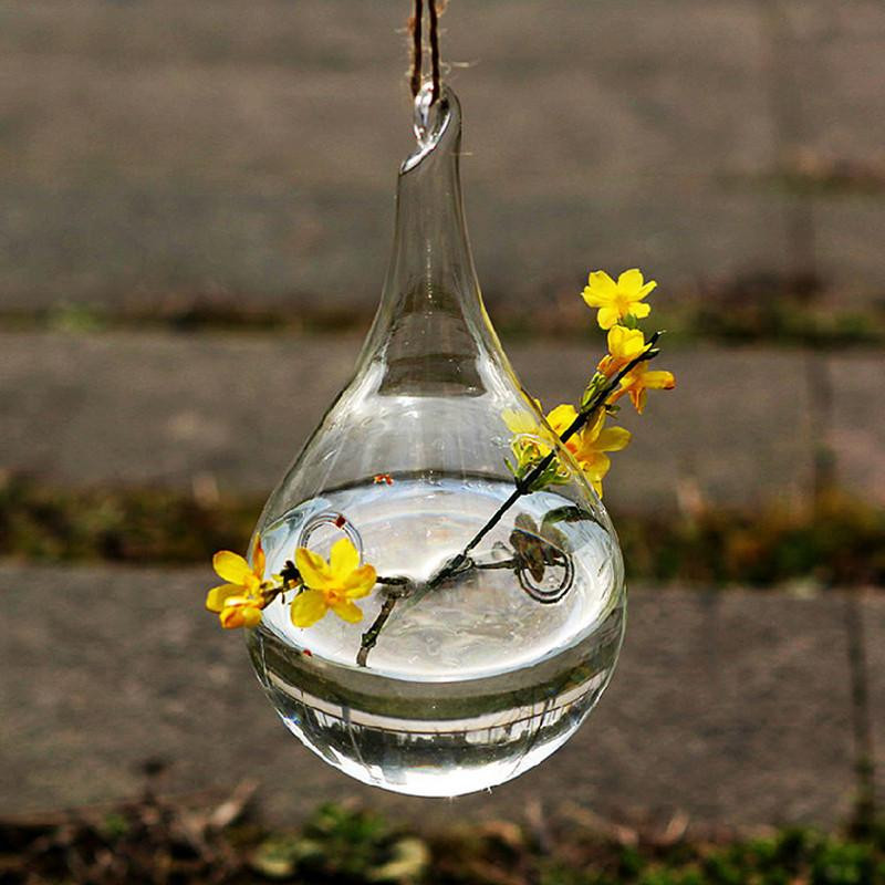 Hängande Släppa Runda Kristall Blomma Vas Hydroponic Behållare Hem Dekor Utsökt Frakt 69 718