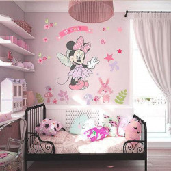 Skön Minnie Vägg Sticker Vil Mural Diy Flickor Sovrum Dekor Dekaler Barn Barn