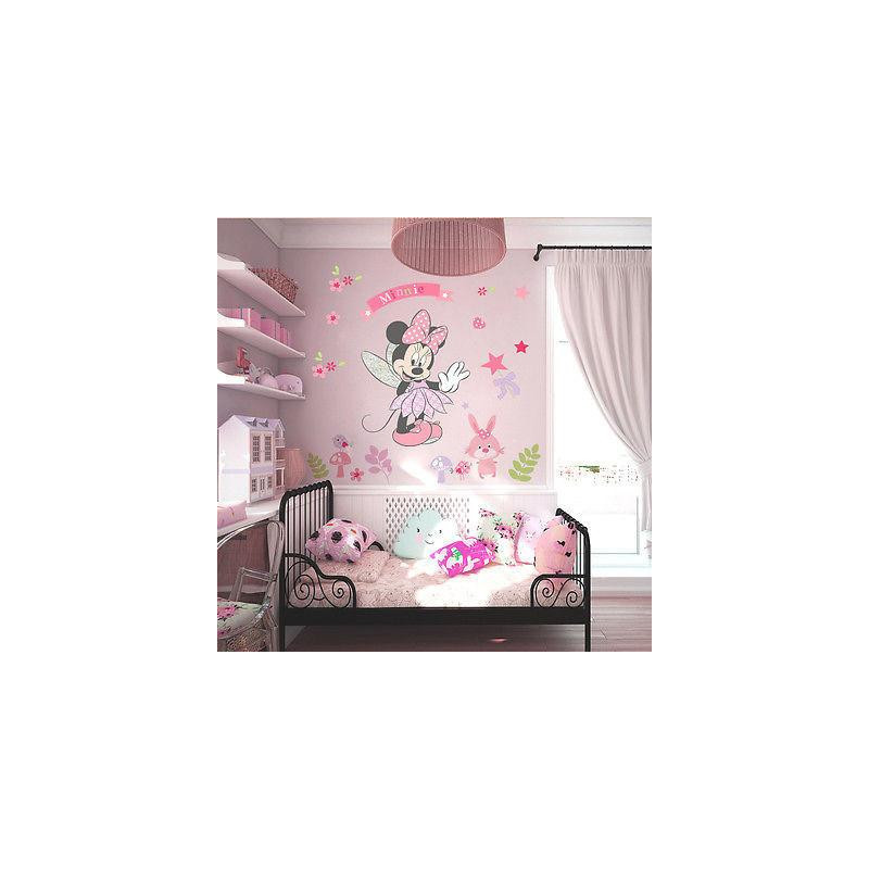 Skön Minnie Vägg Sticker Vil Mural Diy Flickor Sovrum Dekor Dekaler Barn Barn