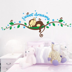 Ljuv Dreaming Sovande Apa På De Träd Vägg Klistermärken För Barn Rum 1203 Vägg Dekal Mural Barn