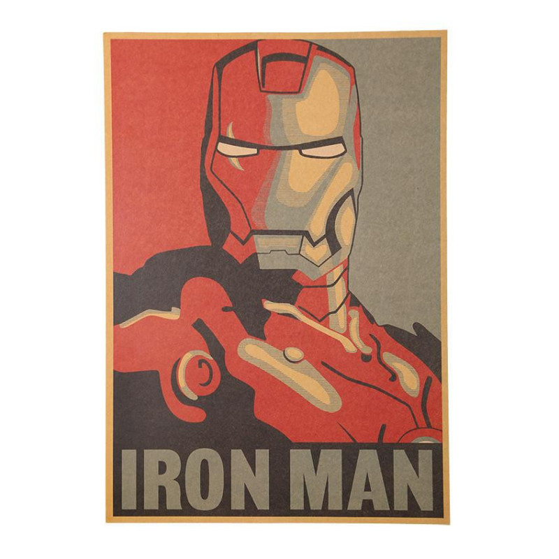1 Pcs Retro Stil Komisk Järn Man Avatar Affisch Dekorativ Målning Kraft Papper Affischer Barn Sovrum