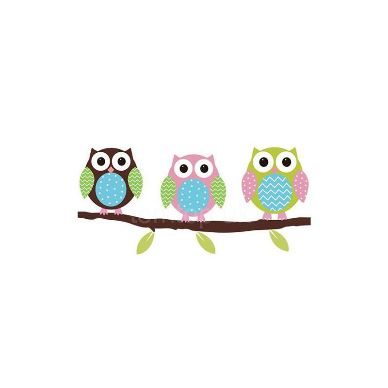 Söt Diy Avtagbar Färgrik Sex Owls Fågel Gren Dekal Vägg Mural Sticker Affisch Hem Rum Dekor