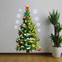 Stor Jul Konst Vägg Sticker Avtagbar Dekal Hem Dekor Jul Träd