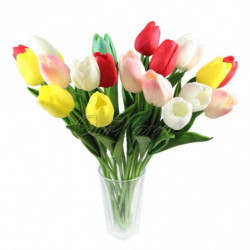 Artificiell Blomma Tulpan Dekorativ Visa Blomma Falsk Blommor För Hem Bröllop Dekoration Vit Gul Röd