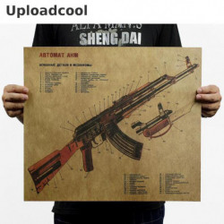 Uploadcool _ 067 Retro årgång Affisch Kraft Inch Ak 47 ändrad Struktur Inch Dekal Konst Vägg Målning