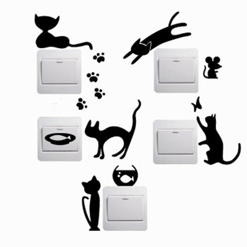 Kärlek Hem 5pcs 23x13cm Avtagbar Söt Härlig Katt Växla Vägg Sticker Vil Dekal Hem Dekor Vinilos