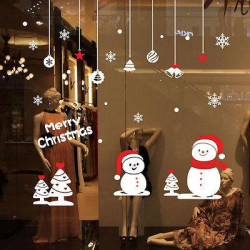 Avtagbar Glad Jul Söt Jul Snögubbe Snöflinga Vil Vägg Fönster Sticker Konst Hem Dekor Jul Dekoration
