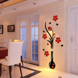 Kvalificerad Vägg Klistermärken Diy Vas Blomma Träd Kristall Arcylic 3d Vägg Klistermärken Dekal