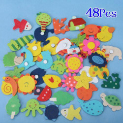 48pcs Färgad Trä Magneter Ritning Anime För Barn