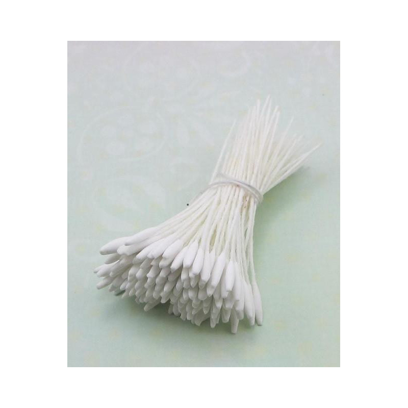 288pcs 2mm Matte Vit Enda Huvud Blomma Ståndare Diy Pistill Kaka Dekor Hantverk 11020218 288
