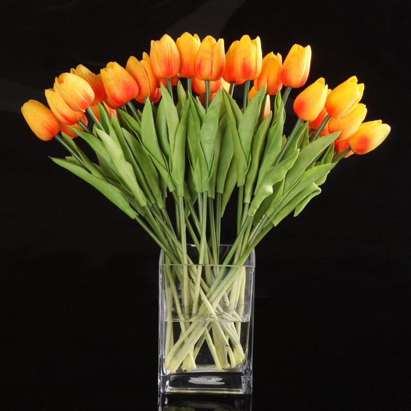 10 St Tulpan Blomma Latex För Bröllop Bukett Dekor Orange Tulpan