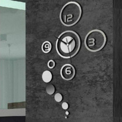 Diy 3d Hem Modern Dekoration Kristall Spegel Rum Vägg Klocka Silver