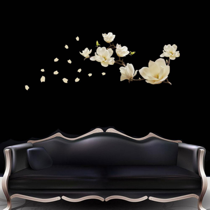Löstagbar Magnolia Blomma Diy Mural Avtagbar Vägg Sticker För Vinilos Paredes Dekaler Levande Rum